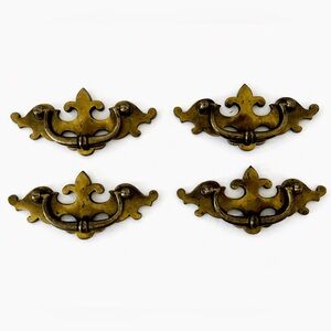 Set of 4 Vintage KPC Brass Chippendale Batwing Drawer Pulls  (N7219)